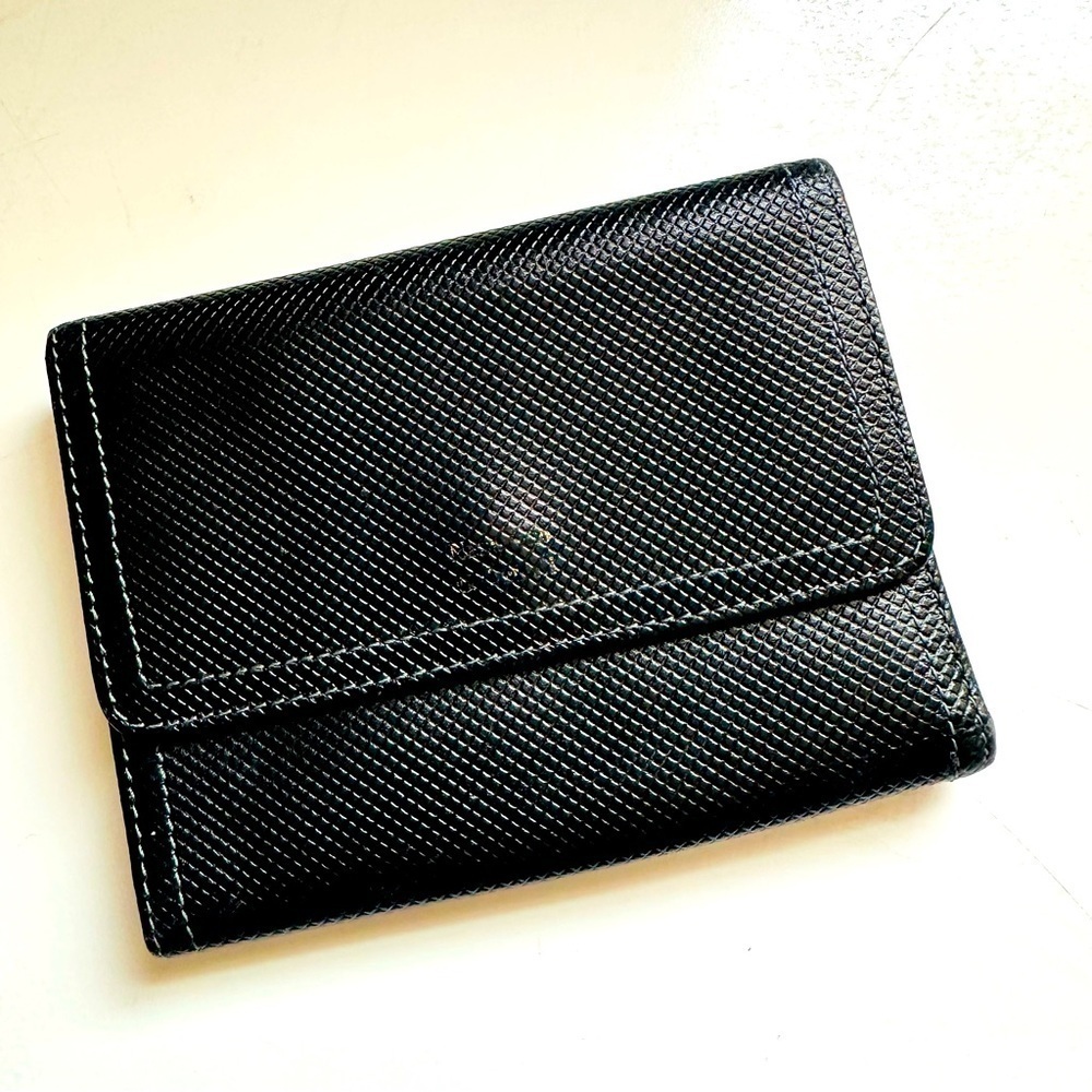 Made in Italy Black Leather Textured Wallet
